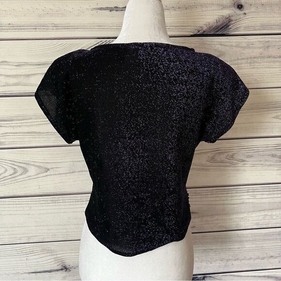 Vintage 80s / 90s Sequin Sparkly Disco Short Sleeve Blouse - Picture 5 of 13